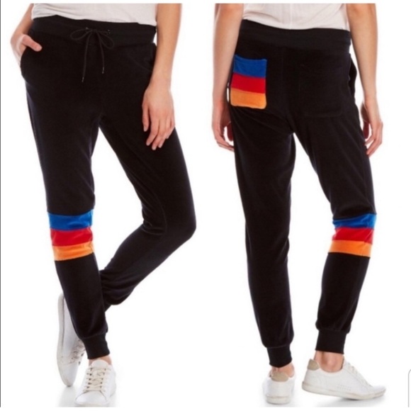 🆕 C&C California Velour jogger with Colorblock Stripes Size Medium - Picture 1 of 5